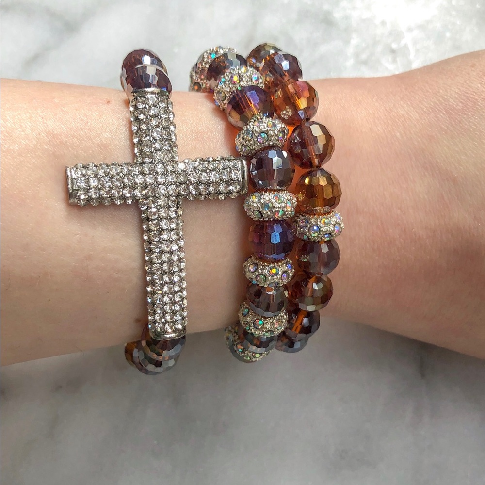 3 Piece Swarovski Bead Iridescent Bracelet Set - Picture 7 of 8